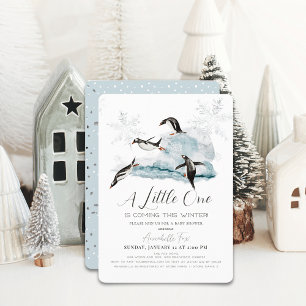 Invitation Pingouins Hiver Flocon de neige Baby shower Garçon