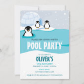 Invitation Pingouins Jeu de piscine d'hiver Anniversaire Invi (Devant)