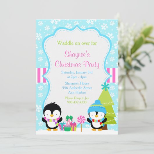 Invitation Pingouins mignons d'hiver (Debout devant)
