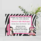 Invitation Pingouins Zebra Imprimer Les Filles d'Anniversaire (Debout devant)