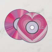 Invitation Pink 2000s Aura Hearts Music CD Birthday (Devant / Derrière)