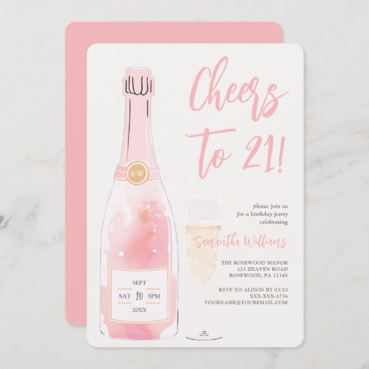 Invitation Pink 21e anniversaire (Devant / Derrière)