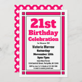 Invitation Pink 21st Birthday (Devant / Derrière)