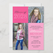 Invitation Pink 2 Toned Classic 2 Photo Graduation (Devant)