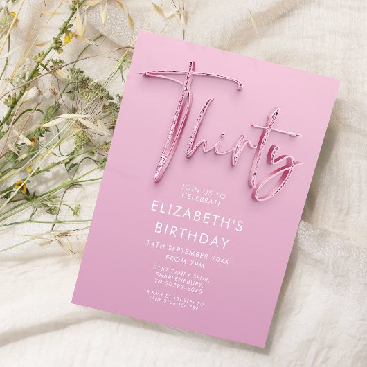 Invitation Pink 30th Birthday Party Glitz
