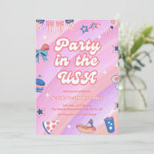 Invitation Pink 4 juillet Anniversaire Toute Américaine (Debout devant)