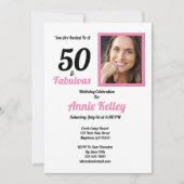 Invitation Pink 50 et Fabulous 50th Birthday Party (Devant)