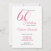 Invitation Pink 60 and Fabulous Elegant Script Birthday (Devant)