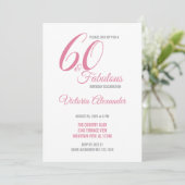 Invitation Pink 60 and Fabulous Elegant Script Birthday (Debout devant)