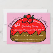 Invitation Pink 60th Birthday Party Chocolate Donut Dessert (Devant)
