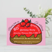 Invitation Pink 60th Birthday Party Chocolate Donut Dessert (Debout devant)