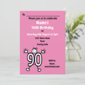 Invitation Pink 90e fête d'anniversaire (Debout devant)