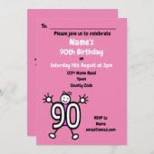 Invitation Pink 90e fête d'anniversaire (Devant / Derrière)