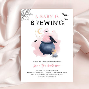 Invitation Pink A Baby brasse le Baby shower d'Halloween