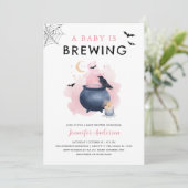 Invitation Pink A Baby brasse le Baby shower d'Halloween (Debout devant)