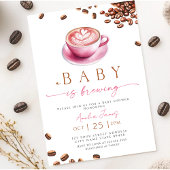Invitation Pink A Baby is Brewing Coffee Bean Baby Shower