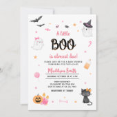 Invitation Pink A Little Boo Baby shower Halloween (Devant)