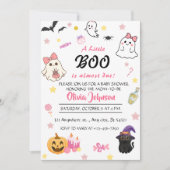 Invitation Pink A Little Boo Baby shower Halloween (Devant)