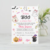 Invitation Pink A Little Boo Baby shower Halloween (Debout devant)
