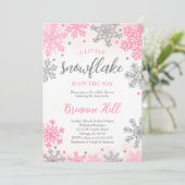Invitation Pink A Little Snowflake Baby shower (Debout devant)