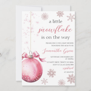 Invitation Pink A Little Snowflake Baby shower