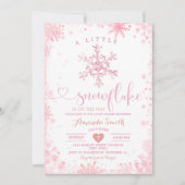 Invitation Pink A Little Snowflake Baby shower d'hiver (Devant)