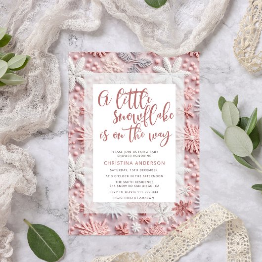 Invitation Pink A Little Snowflake est sur le Baby shower Way