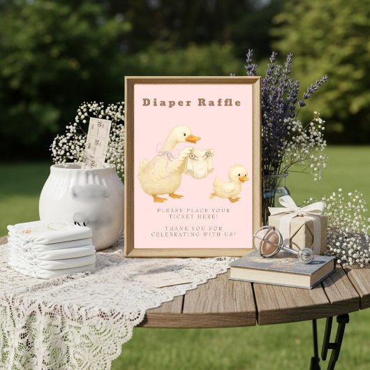 Invitation Pink A Silly Goose Diaper Raffle Table Sign 