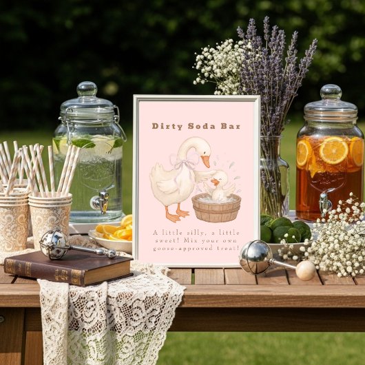 Invitation Pink A Silly Goose Dirty Soda Bar Sign