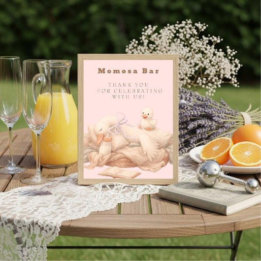 Invitation Pink A Silly Goose "Momosa" Mimosa  Table Sign 