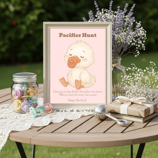 Invitation Pink A Silly Goose Pacifier Hunt Baby Shower  