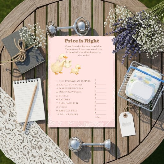 Invitation Pink A Silly Goose Price is Right Game card