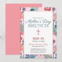 Pink Abstrait Floral Church Fête des Mères Brunch