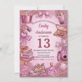 Invitation Pink Aesthetic Girl Birthday Party (Devant)