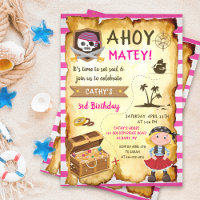 Pink Ahoy Treasure Map Girls Pirate Birthday