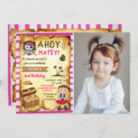 Pink Ahoy Treasure Map Girls Pirate Photo Annivers