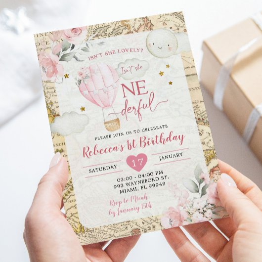 Invitation Pink Air Balloon n'est-elle pas un anniversaire en