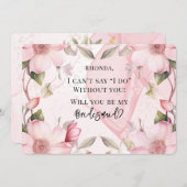 Invitation Pink Alcok Ink Floral Serez-Vous Ma Femme D'Accuei (Devant / Derrière)