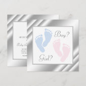 Invitation Pink and Blue Baby Feet Feet Genre Revela (Devant / Derrière)