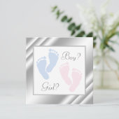 Invitation Pink and Blue Baby Feet Feet Genre Revela (Debout devant)