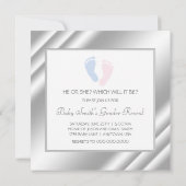 Invitation Pink and Blue Baby Feet Feet Genre Revela (Dos)
