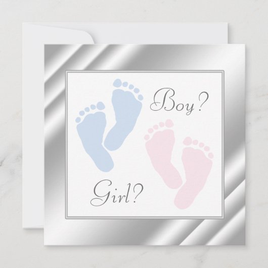Invitation Pink and Blue Baby Feet Feet Genre Revela (Devant)