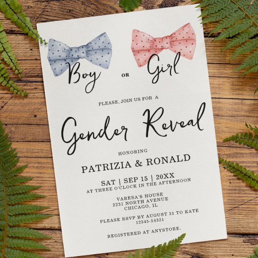 Invitation Pink and Blue Bows Sveal Party