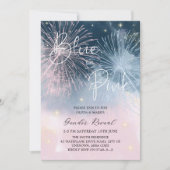 Invitation Pink and Blue Night Sky Firecracker Genre Reveille (Devant)