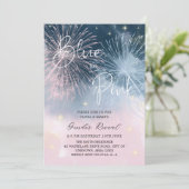 Invitation Pink and Blue Night Sky Firecracker Genre Reveille (Debout devant)