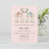 Invitation Pink and Blue Pastel Flowers Horse Mariage (Debout devant)