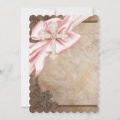 Invitation Pink and Brown Cross First Communion (Dos)