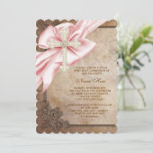 Invitation Pink and Brown Cross First Communion (Debout devant)