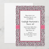 Invitation Pink and Brown Empreinte de léopard Sweet 16 Invit (Devant / Derrière)