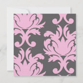 Invitation pink and deep gray large damask (Dos)